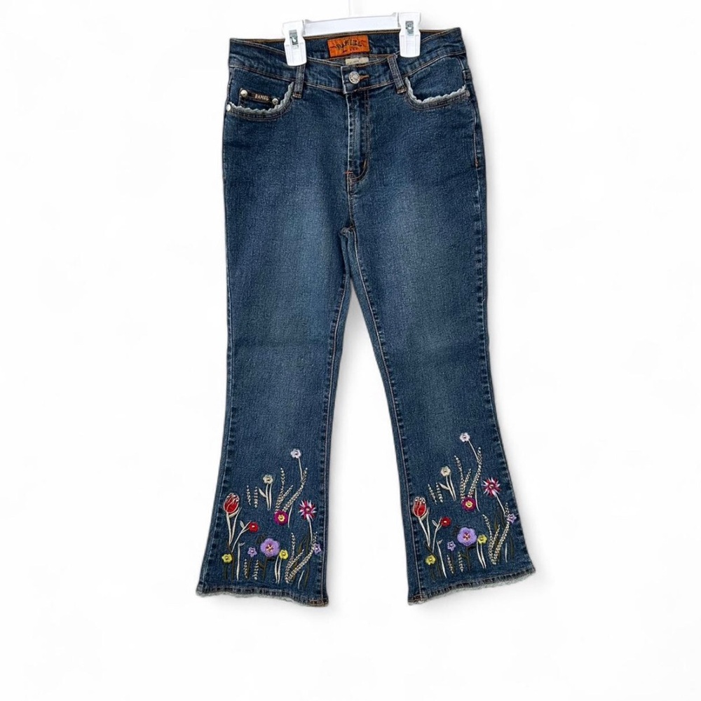 VTG Daniel Jeans U.S.A Embroidered Denim Floral Embellished Denim Jeans Size 5